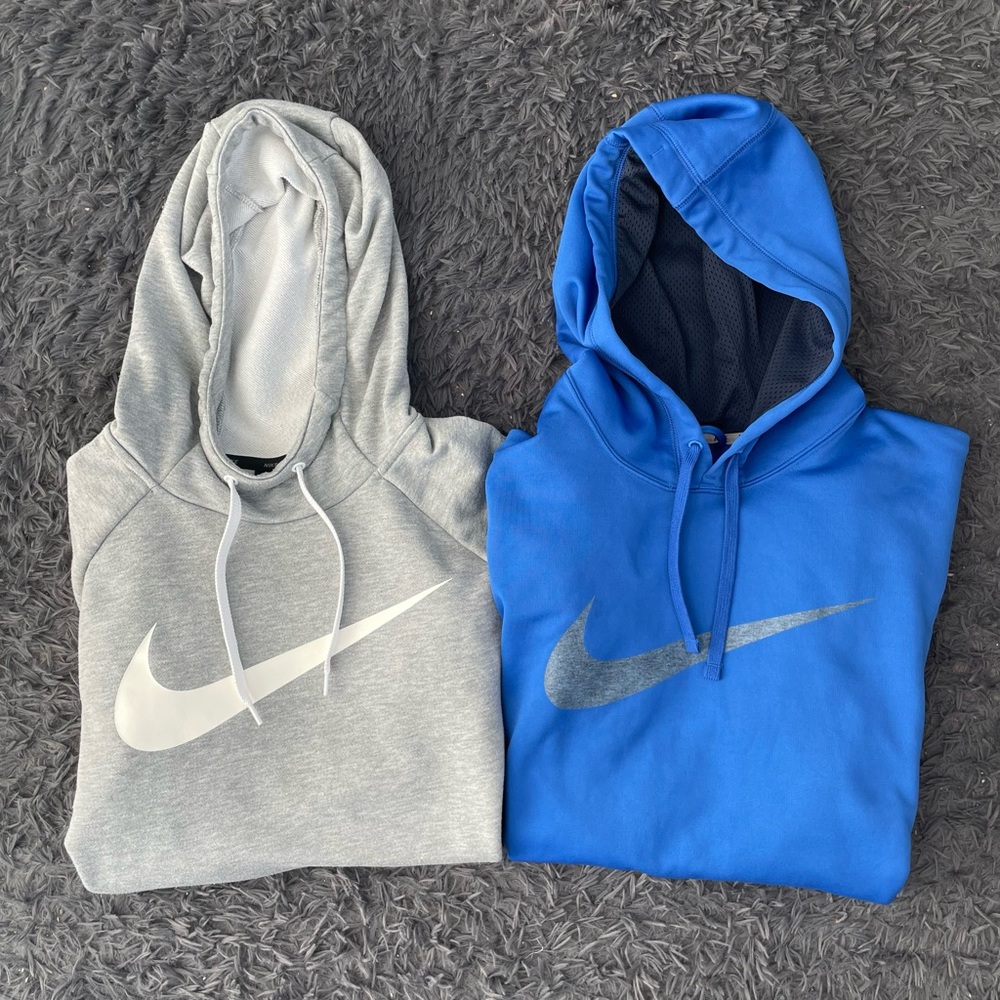 Men Size Large Nike Hoodie Pullover Dri-Fit Therma-Fit Bundle Blue Grey
